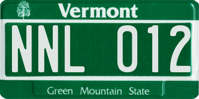 VT license plate NNL012