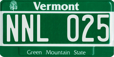 VT license plate NNL025
