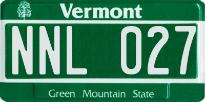 VT license plate NNL027