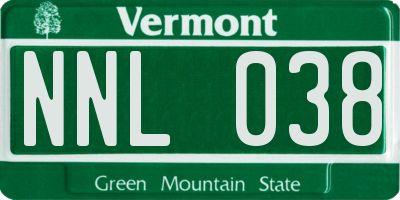 VT license plate NNL038