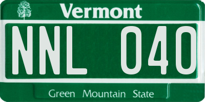 VT license plate NNL040