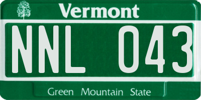 VT license plate NNL043