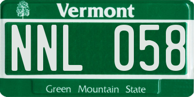 VT license plate NNL058