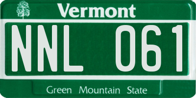 VT license plate NNL061