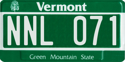 VT license plate NNL071
