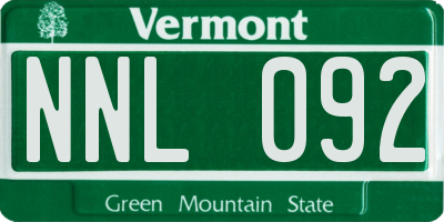 VT license plate NNL092