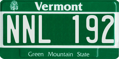 VT license plate NNL192