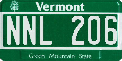 VT license plate NNL206