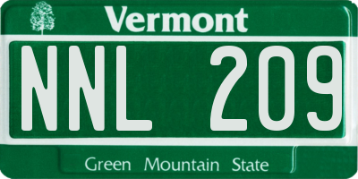VT license plate NNL209