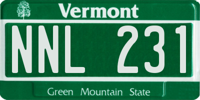VT license plate NNL231
