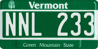 VT license plate NNL233