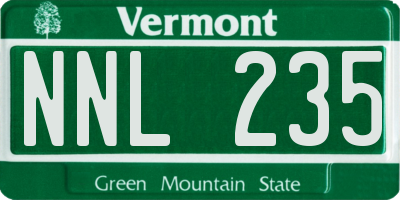 VT license plate NNL235