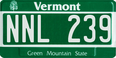 VT license plate NNL239
