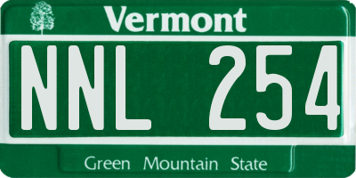 VT license plate NNL254