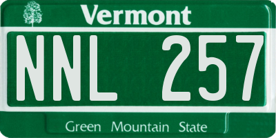 VT license plate NNL257