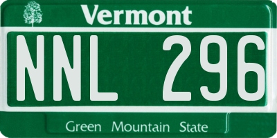 VT license plate NNL296