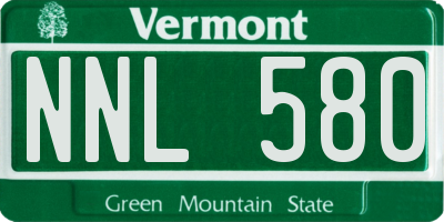 VT license plate NNL580