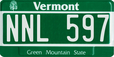 VT license plate NNL597