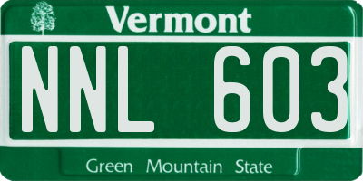 VT license plate NNL603