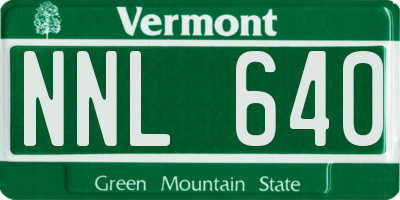 VT license plate NNL640