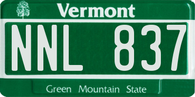 VT license plate NNL837