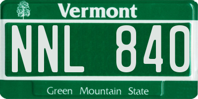 VT license plate NNL840