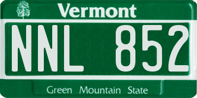 VT license plate NNL852