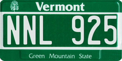 VT license plate NNL925