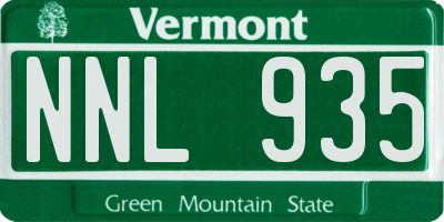 VT license plate NNL935