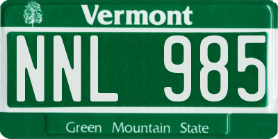 VT license plate NNL985
