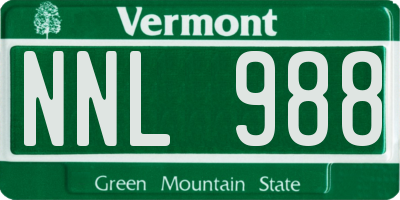 VT license plate NNL988