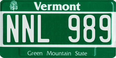 VT license plate NNL989