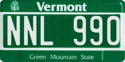 VT license plate NNL990