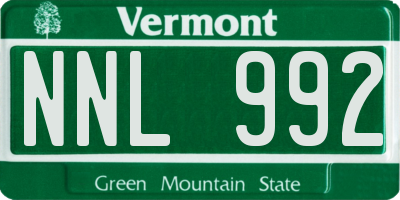 VT license plate NNL992