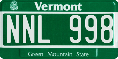 VT license plate NNL998