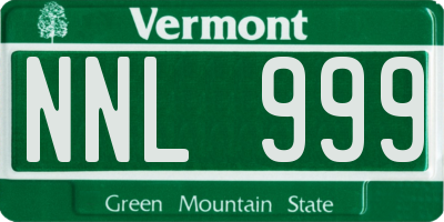VT license plate NNL999