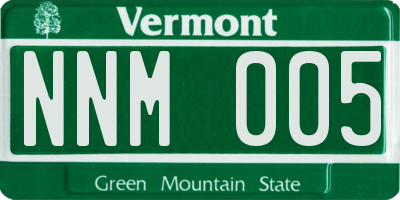 VT license plate NNM005