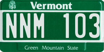 VT license plate NNM103
