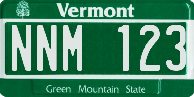 VT license plate NNM123