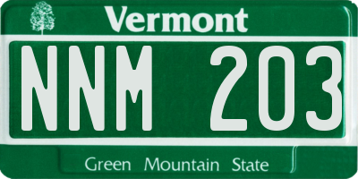 VT license plate NNM203