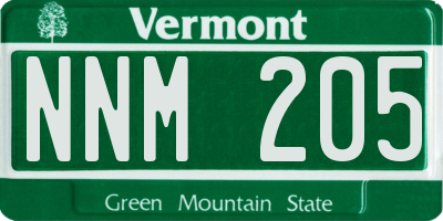VT license plate NNM205