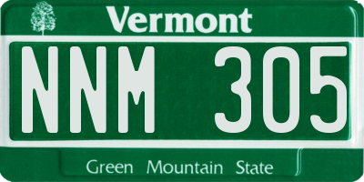 VT license plate NNM305