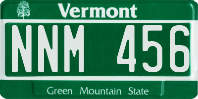 VT license plate NNM456