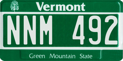 VT license plate NNM492