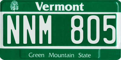 VT license plate NNM805
