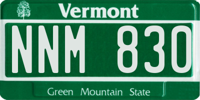 VT license plate NNM830