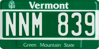 VT license plate NNM839