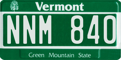 VT license plate NNM840