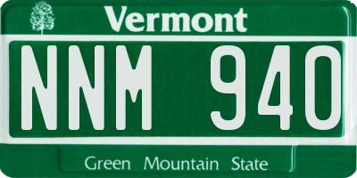 VT license plate NNM940