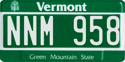 VT license plate NNM958
